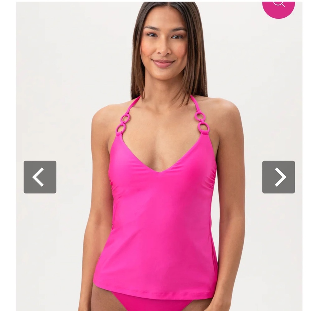 TRINA TURK WOMEN'S MONACO RING HALTER TANKINI‎ SWIM TOP
